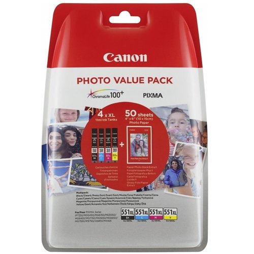 Canon Bl�kpatron CLI-551XL Multipack+Fotopapir